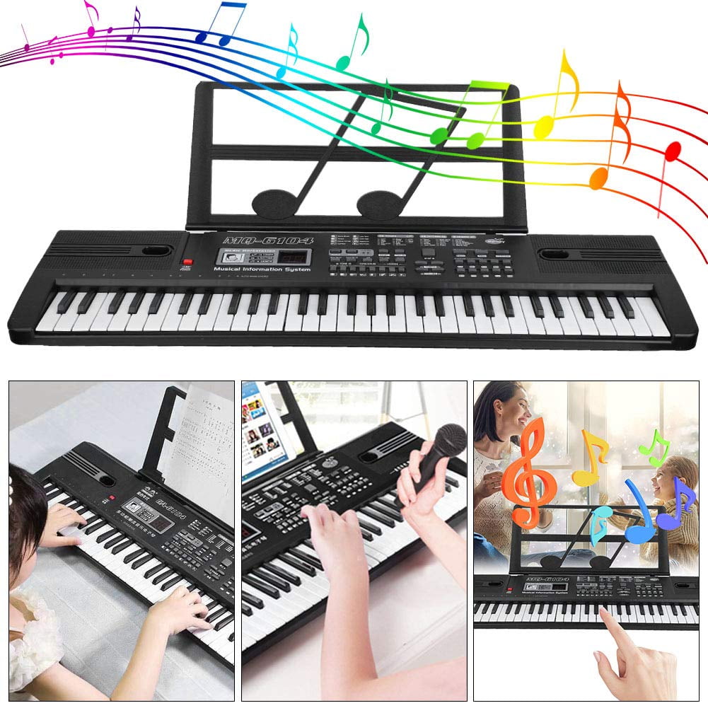 Portable USB Electronic Keyboard Piano with Microphone Music Stand 61 Keys Electronic Digital Piano for Gift