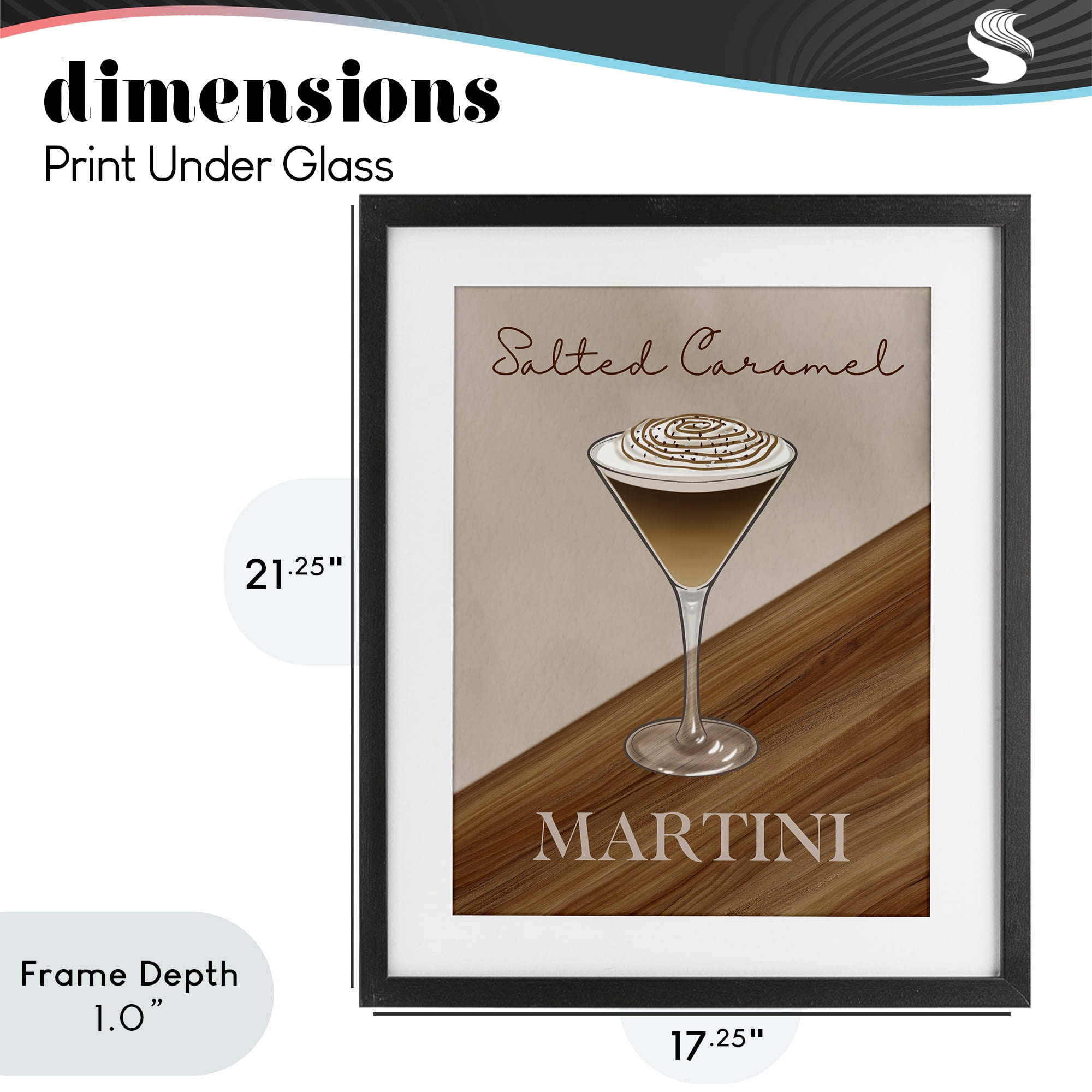 Stupell Industries Salted Caramel Martini Black Framed Print Under Glass, design by Marcus Prime