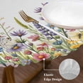 thumbnail image 3 of Watercolor Floral Round Tablecloth, Fitted Table Cover with Elastic for 36"-44" Round Tables, Spring Daisy Sunflowers Wisteria Hummingbird Table Cloth Outdoor Dinning Party Waterproof Tablecloths, 3 of 7