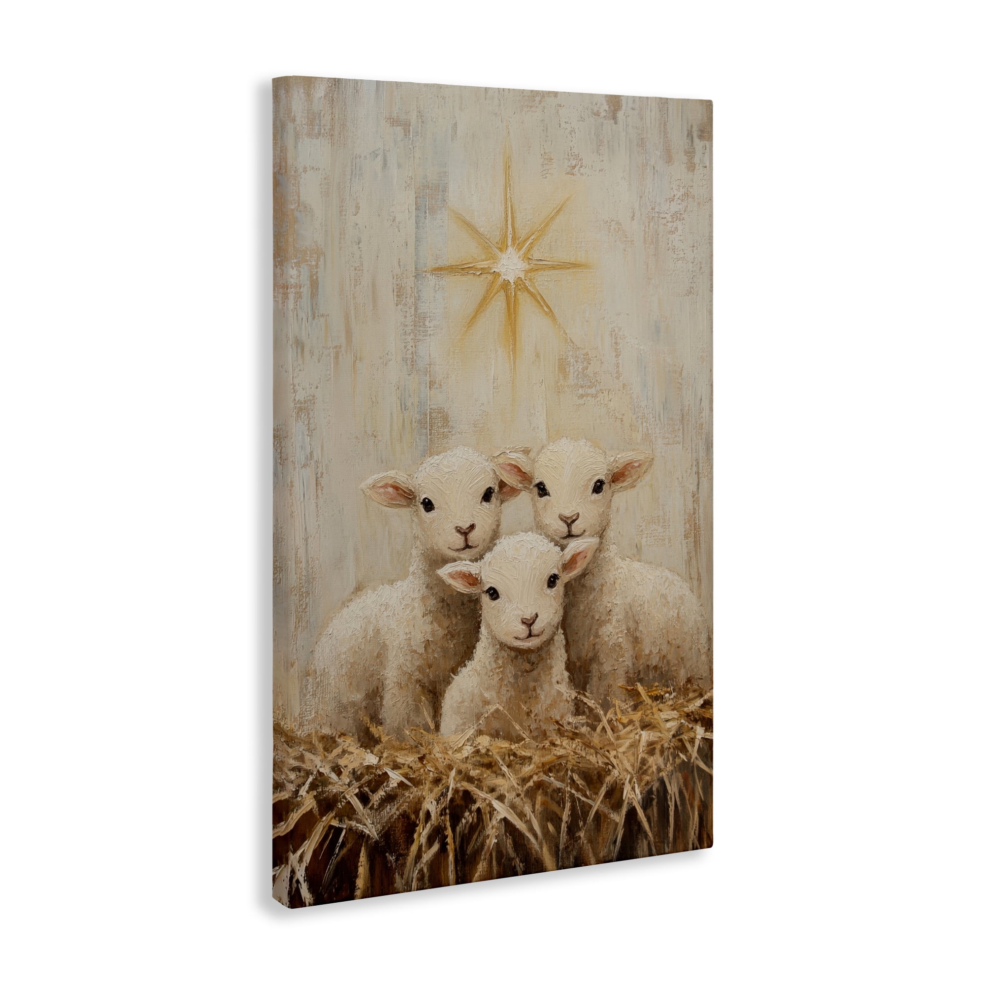 Christmas Lambs Trio Canvas Wall Art, design by Petal Prints Design