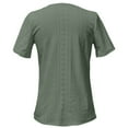 thumbnail image 6 of VNKIDY Women's Solid Color Button Front T Shirts Short Sleeve Crewneck Hollow Out Embroidery Loose Fit Blouse For Office Casual Daily Street Wear Fashionable Tops, 6 of 8