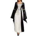 thumbnail image 3 of UPPADA Renaissance Fair Corset Dress Women Square Neck Bell Sleeve Medieval Irish Dresses Halloween Costume Victorian Ball Gown Black,L, 3 of 8