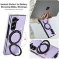 thumbnail image 4 of Allytechgroup Magnetic Case for Samsung Galaxy Z Fold 6 with Screen Protector, Wireless Charging Support 360 Rotating Stand Anti-Scratch Rugge Bumper Phone Case for Galaxy Z Fold6, Lightpurple, 4 of 8