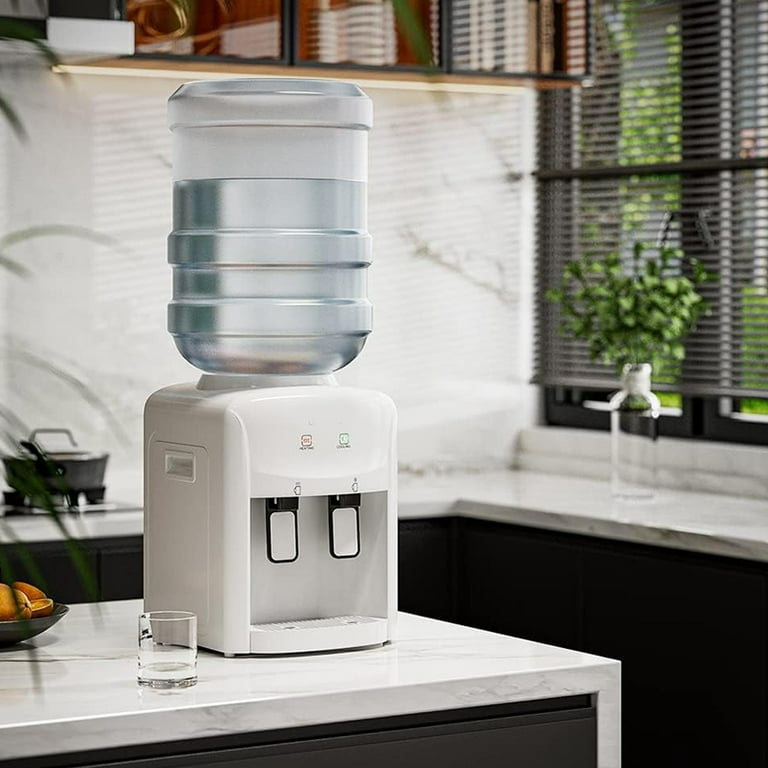 5 Gallon Small Countertop Water Dispenser Top-Loading Hot and Cold Water  Dispenser,Compact Mini Desktop Water Cooler Dispenser with Hot/Coling/Warm