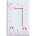 thumbnail image 1 of Grey and Pink Owl Light Switch Plate Rocker Covers Owl Nursery Decor (Single Rocker Switch Plate), 1 of 3