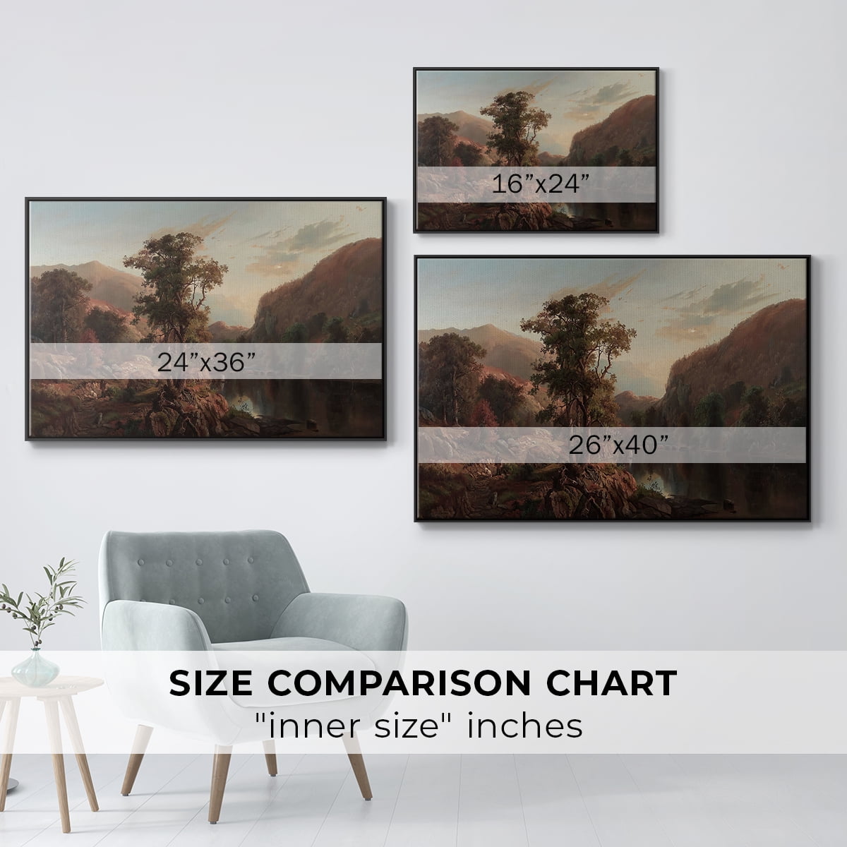 Vintage Landscape-CCCXXX By Wexford Home Framed in Black Wood Gallery Wrapped Canvas 25 in. x 37 in.