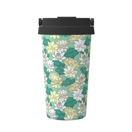 

Pofeuu Lotus Flower1 Print Coffee Mug Iced Coffee Tumbler Cup Double Wall Vacuum Leak-Proof Thermos Mug CoffeeThermos Travel Mug