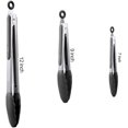 thumbnail image 4 of Premium Stainless Steel Locking Kitchen Tongs with Silicon Tips, Heat Resistant Cooking Tongs Set of 3-7", 9" and 12" (Black), 4 of 7
