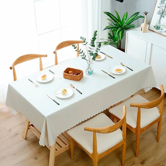 AUQ 2026 New Wipeable Tablecloths Measure Your Tabletop Size Table Cloth Easy to Clean Table Covers White for Family Meals Outdoor Dining Kitchen Tables Party Settings.