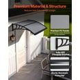 thumbnail image 4 of VEVOR Awnings for Door Entrance, 30 x 39 in, Exterior Front Door Window Awnings with Drainage & ABS Bracket, Rain Snow Sun Protection, Overhang Polycarbonate Door Canopy for Porch Patio, Smoky Gray, 4 of 9