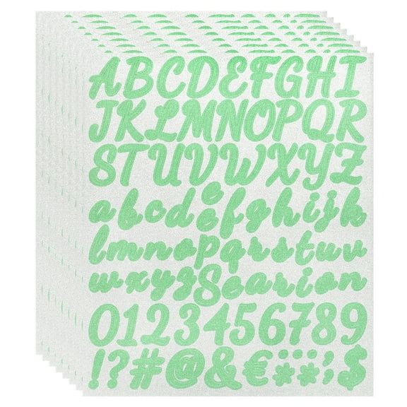 608Pack 8Sheets Glitter Letter Stickers Self-Adhesive Alphabet Sticker Green