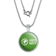 thumbnail image 1 of Green Party Flower Globe 0.75" Pendant with Sterling Silver Plated Chain, 1 of 3