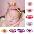 thumbnail image 4 of Odeerbi Baby Girls Elastics Hair Bows Headband Toddler Mesh Crown Pearl Headband Cute Solid Color Headband Hair Accessories Sky Blue, 4 of 4
