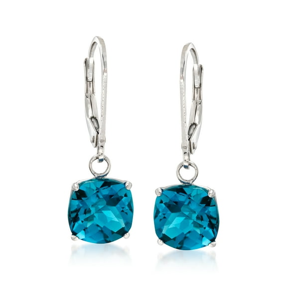 Ross-Simons 5.00 ct. t.w. London Blue Topaz Drop Earrings in Sterling Silver, Women's, Adult