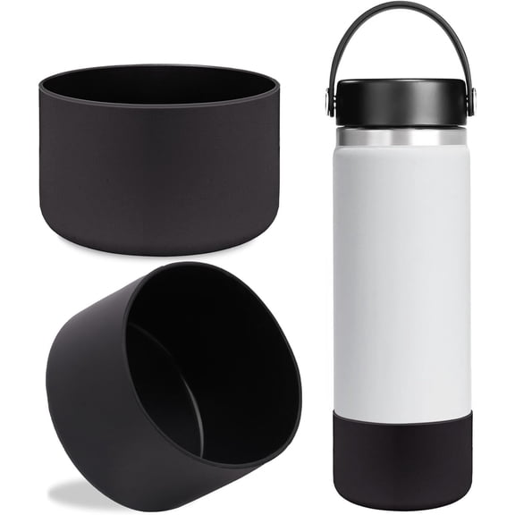 Black Water Bottom Protector,1.8x3In Accessory Silicone Water Bottle Protector,Anti-Slip Protective Sleeve Bottom Bumper Protector for Twist Bottles