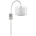 thumbnail image 3 of Brella 1-Light Brushed Nickel Swivel Wall Lamp With Sheer Snow Shantung Two Tier Shade, 3 of 4