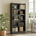 thumbnail image 5 of LITTLE TREE 72 Inch Tall Bookcase, Freestanding 6-Tier Library Bookshelf with Closed Shelves, Large Open Bookcases Organizer Wooden Display Shelving Unit for Bedroom Living Room Office, Black, 5 of 19