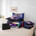 thumbnail image 5 of Watercolor Wolf Bedding Comforter Sets 7pcs Purple Navy Blue Bed in a Bag Woodland Wildlife King Bedding Sets Safari Wild Animal Comforter Set Glitter Stars Galaxy Bedding Sets, 5 of 6