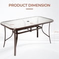 thumbnail image 3 of TLSUNNY Outdoor Patio Dining Table, W/ Umbrella Hole, Rectangular Glass Table, Outdoor Metal Furniture for Small Space, 3 of 9