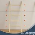 thumbnail image 3 of 5-Tier Blanket Ladder Wooden, Non-folding 4.8FT(57.5'') Blanket Quilt Holder Rack Decorative Ladder, Easy Assembly, Rustic Farmhouse Ladder Shelf for The Living Room Bedroom Home Decor, Natural, 3 of 17