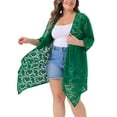 thumbnail image 4 of Agnes Orinda Women's Plus Size  Lace Crochet Draped Shawls Lightweight Open Front Cover-Ups Casual Cardigans 1X Dark Green, 4 of 5
