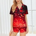 thumbnail image 2 of ABATAB Valentine's Day Lounge Sets for Women Short Sleeve Shorts Pants Button down Love Heart Print Pajama Sleepwear Outfits, 2 of 7