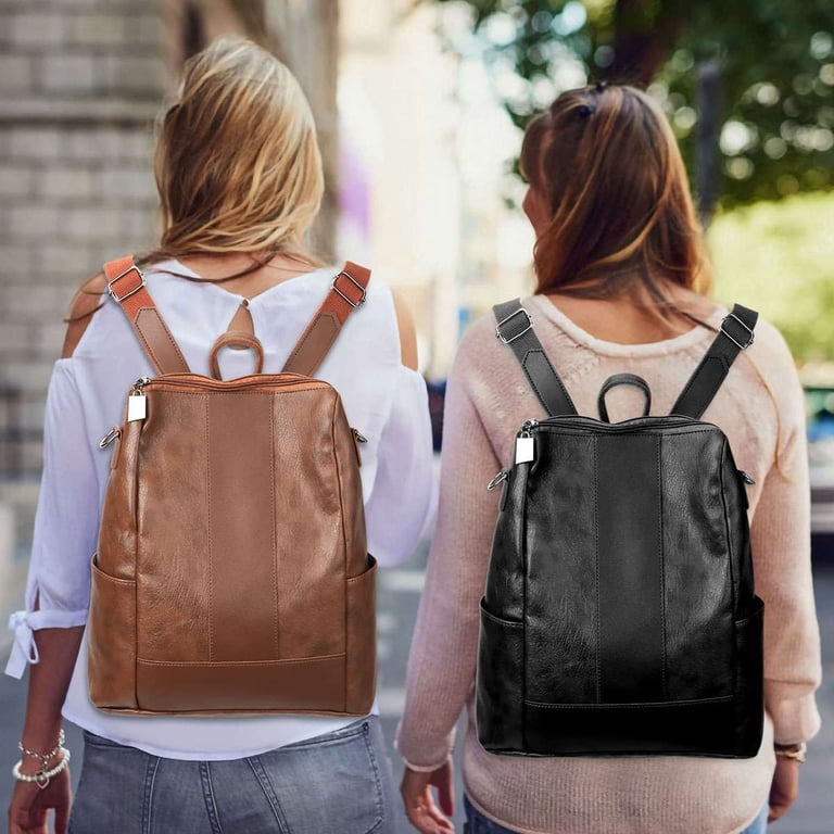 big pu leather backpack for women Spencer Women's PU Leather Backpack Purse, Large, Convertible, Waterproof,  Black