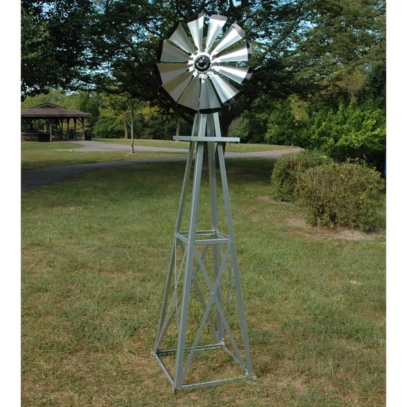 Decorative 8 ft. Galvanized Windmill