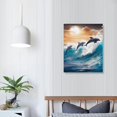 thumbnail image 3 of PRATYUS Blue Wave Dolphin Canvas Wall Art Picture 16x20in for Bedroom Living Room Home Decor 16x20in, 3 of 3
