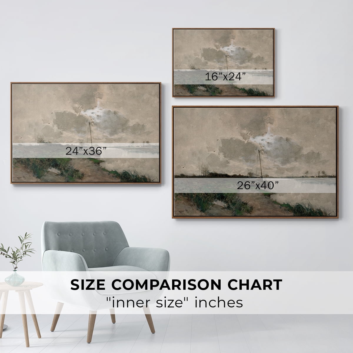 Vintage Landscape-CCCXLVIII By Wexford Home Framed in Walnut Wood Gallery Wrapped Canvas 27 in. x 41 in.