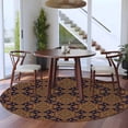 thumbnail image 3 of Round Rugs 6Ft, Dark Brown Round Area Rug Washable Indoor Throw Carpet, Vintage Abstract Flowers Pattern Soft Non Slip Circle Rug for Office Cabinet Home Decor Aesthetic, 3 of 8