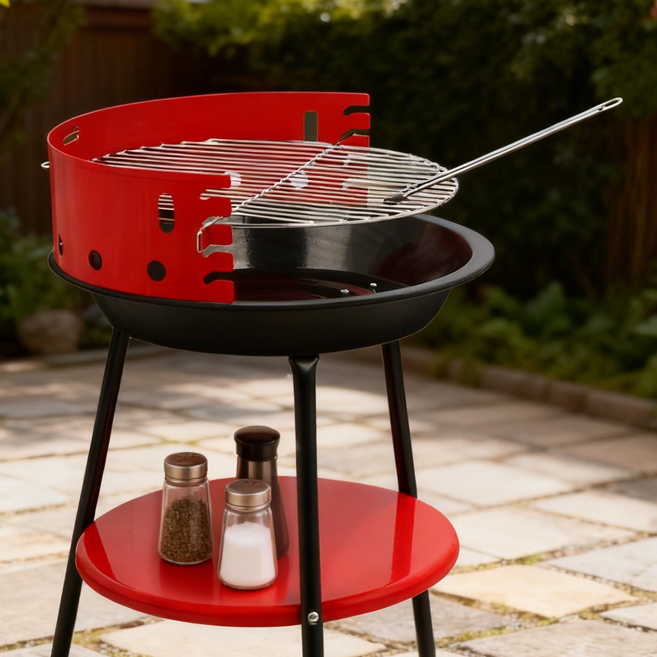 Linsen-outdoors Portable Charcoal Grills For Backyard & Camping Small BBQ Grill Outdoor Activity Red