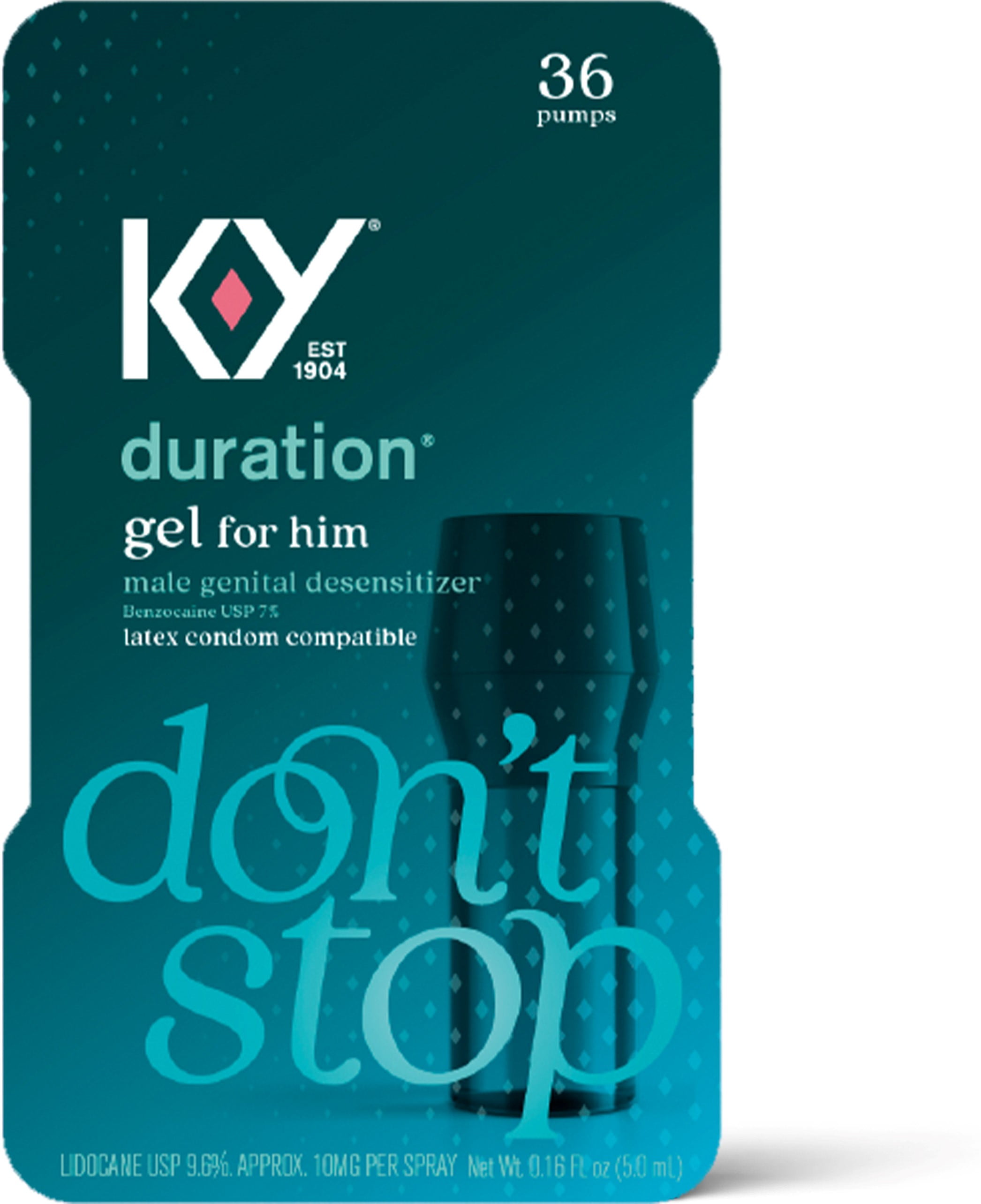 KY Duration Gel for Men Last Longer & Enjoy The Moment, 36 pumps, (Condom Safe) Male Genital