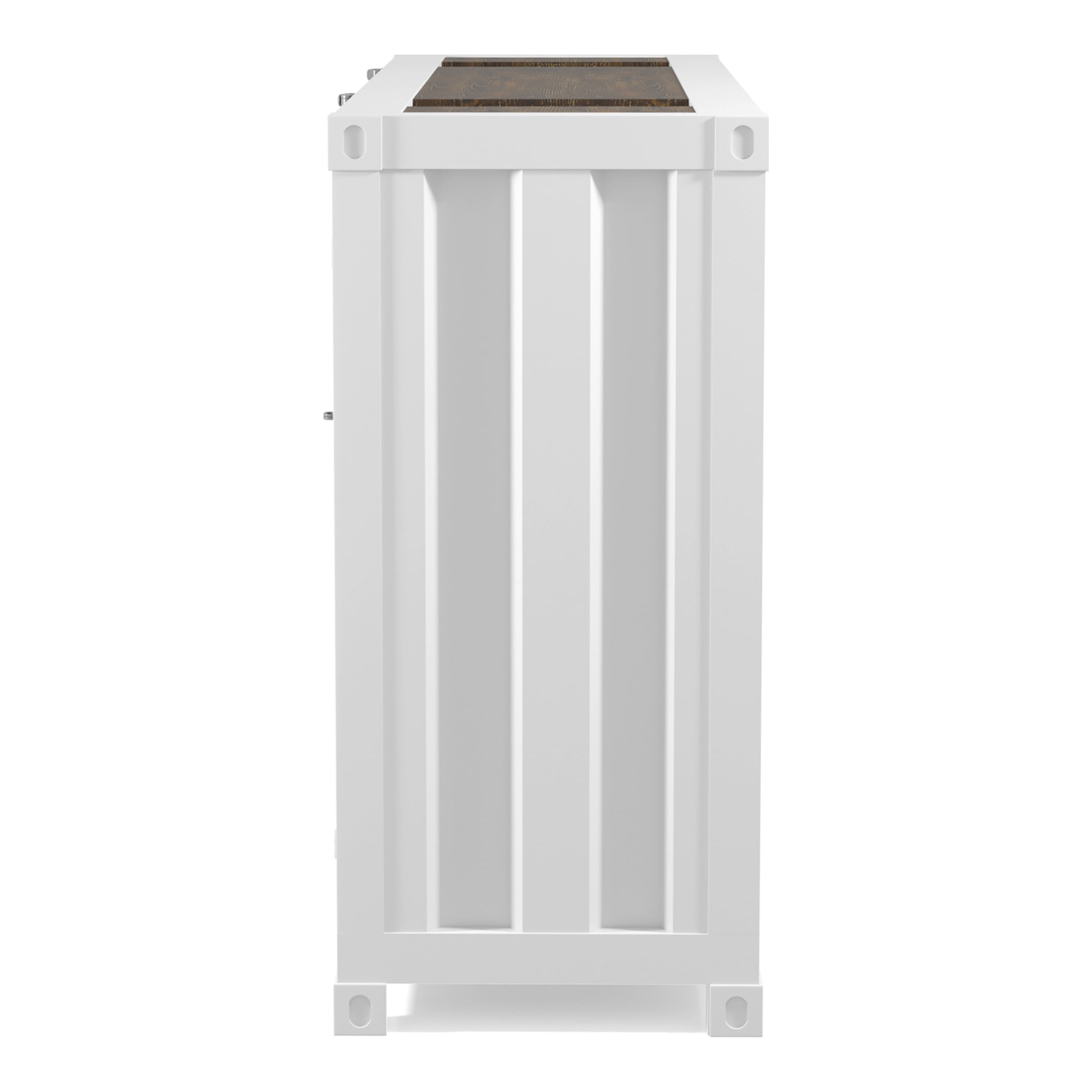 Furniture of America Button Metal 6-Shelf Console Table, Sand White