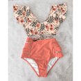 thumbnail image 4 of Traje de baño de bikini con borde de hoja de loto dividido, cintura alta sexy de verano, 4 of 6