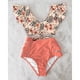 thumbnail image 3 of Traje de baño de bikini con borde de hoja de loto dividido, cintura alta sexy de verano, 3 of 6