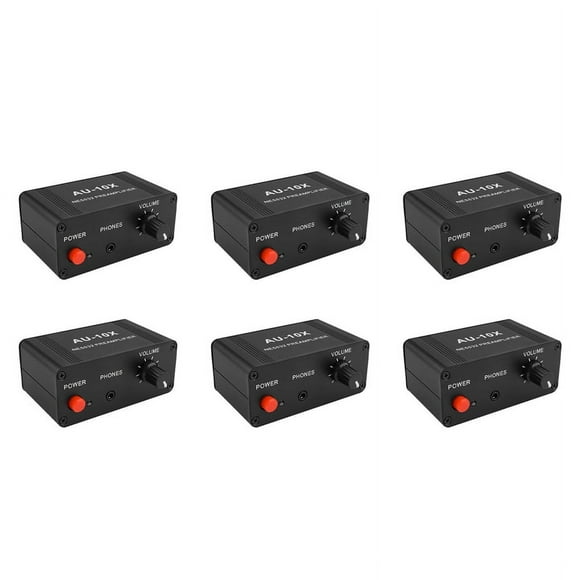 6X AU-10X NE5532 Audio Signal Preamplifier Headphone Pre AMP Board Gain 20Db 3.5MM Volume Control Tone DC 12V