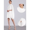 thumbnail image 2 of DARING DIVA Flowy Cloak Sleeve Cape Pleated Chiffon Dress S White, 2 of 6