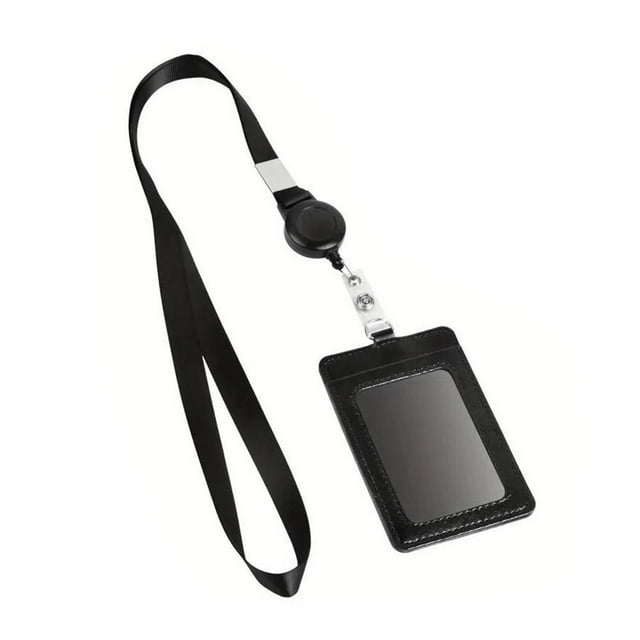 Retractable Badge Lanyard - PU Card Holder, Customizable, Office & School Use