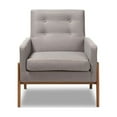 thumbnail image 2 of Baxton Studio Perris Mid-Century Modern Grey Fabric Upholstered Walnut Wood Lounge Chair, 2 of 7