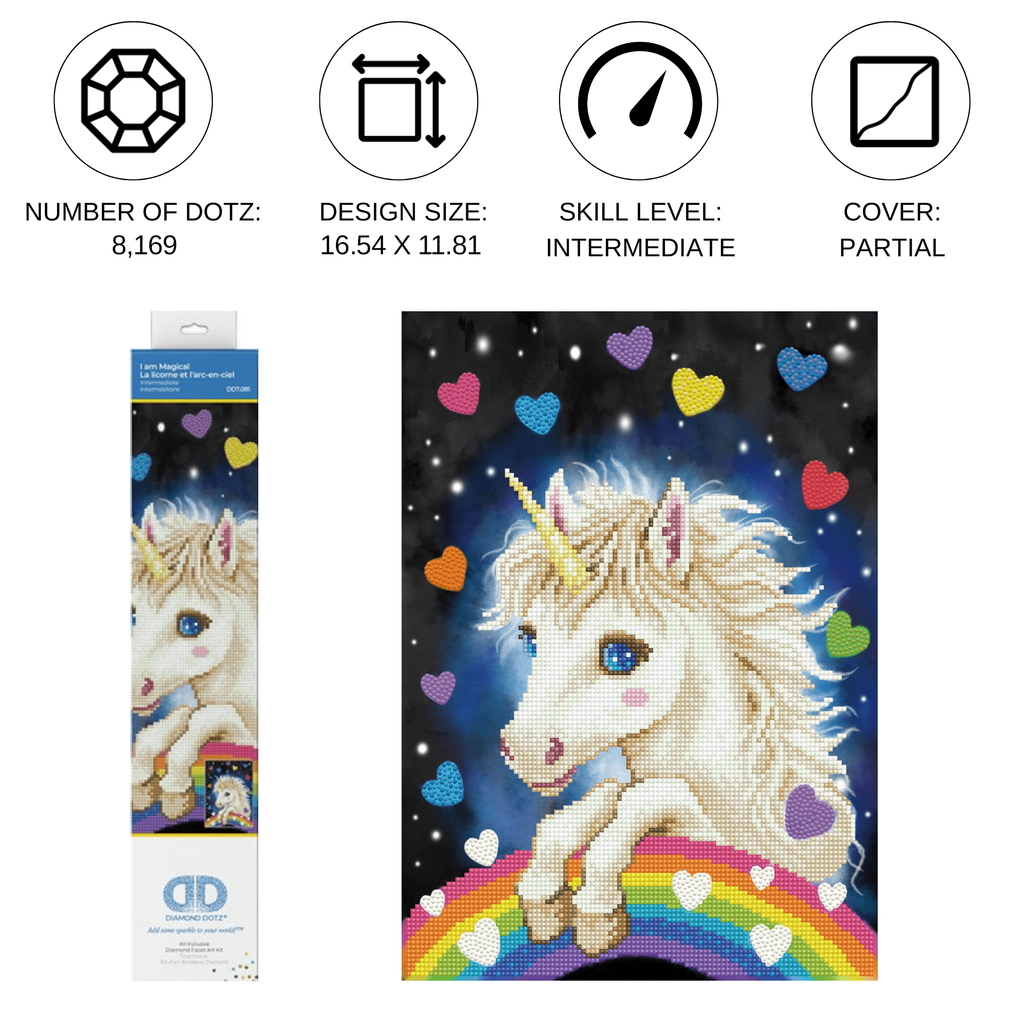 Diamond Dotz I am Magical Unicorn Diamond Painting Kits for Adults - Diamond Art Kits a Relaxing Creative Craft Kit with Dotz Gems 16.5"x11.8"