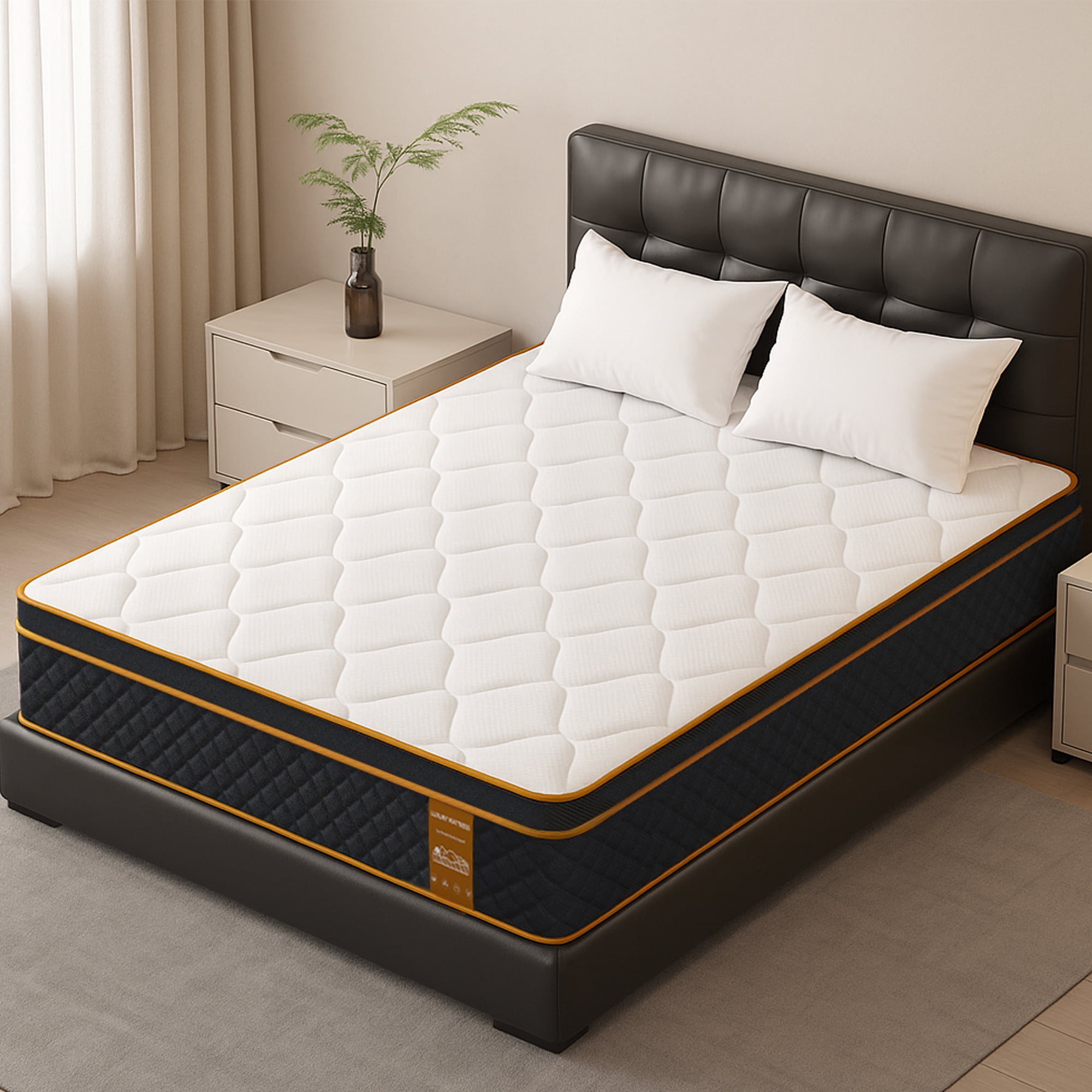 QUXPEA 10 inch Queen Mattress in a Box, Gel Memory Foam and Pocket Spring, Hybrid Medium Comfort, Pressure Relief & Motion Isolation