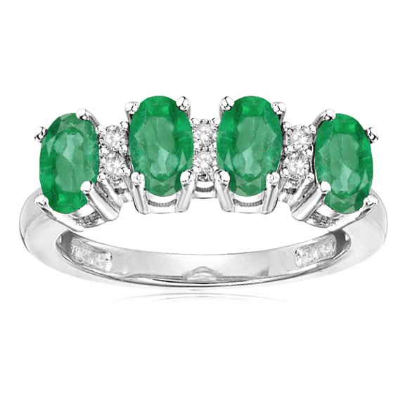 Star K� Oval 5x3 Genuine Emerald 4 Four Stone Band Ring