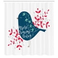 thumbnail image 3 of Quote Shower Curtain, Inspire Someone Today Quote with a Sparrow and Foliage Silhouette, Fabric Bathroom Set with Hooks, 69W X 70L Inches, Dark Blue Vermilion Mint Green, by Ambesonne, 3 of 3