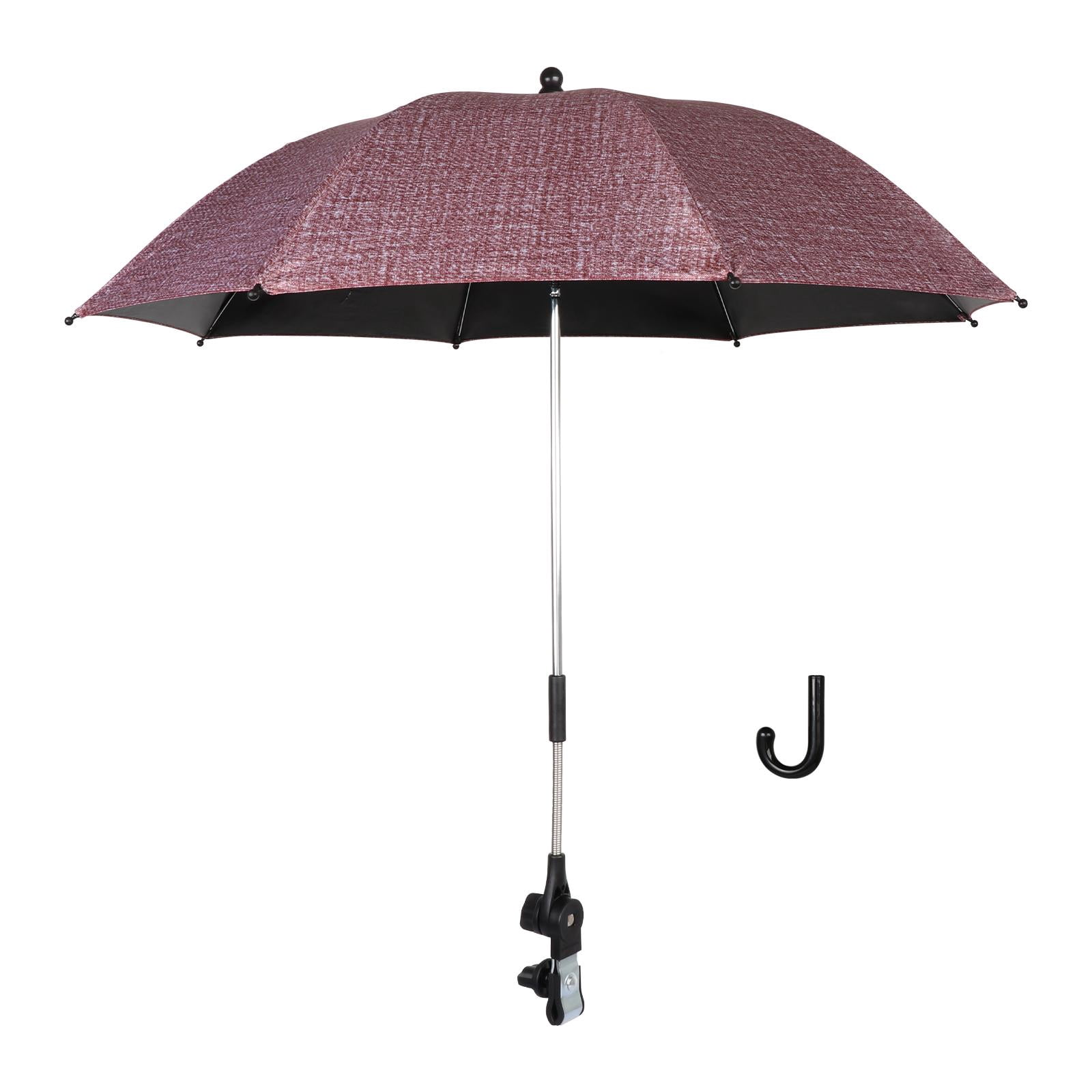 LeeQinersw 33" Baby Pram Umbrella, Stroller Umbrella with Adjustable Fixing Clamp, Sun Cover, Clip on Pushchair Parasol for Pushchair Pram Stroller Bike dark red
