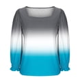 thumbnail image 5 of Jamicy Women's Ombre Square Neck Blouse with Ruffled Cuffs - Stylish Long Sleeve Casual Top for Women, 5 of 6