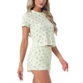 thumbnail image 4 of INSPIRE CHIC Women's Ribbed Knit Pajamas Soft Stretchy O-Neck Short Sleeve Tops with Shorts Cute Patterns Ruffle Lounge Sets XL Beige Heart, 4 of 6