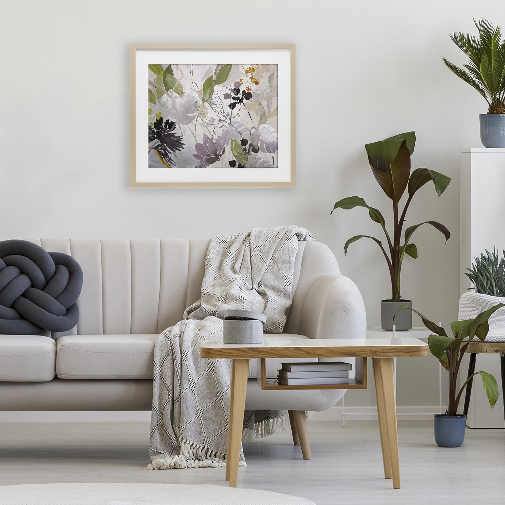 Soft Spring Organic Flora Birch Framed Print Under Glass, design by Design Fabrikken