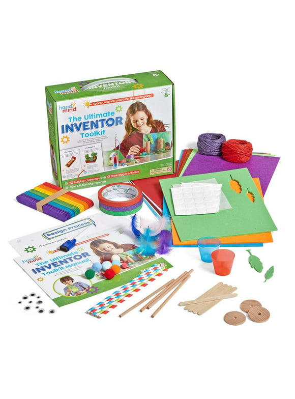 hand2mind Ultimate Inventor Toolkit, for Ages 8 and Up, 10 Building Challenges and 250 Kids Building Materials