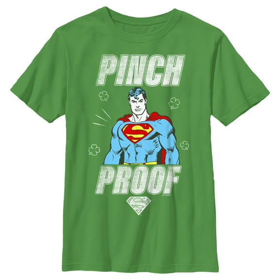 Boy's Superman St. Patrick's Day Pinch Proof Man of Steel  Graphic Tee Kelly Green Small